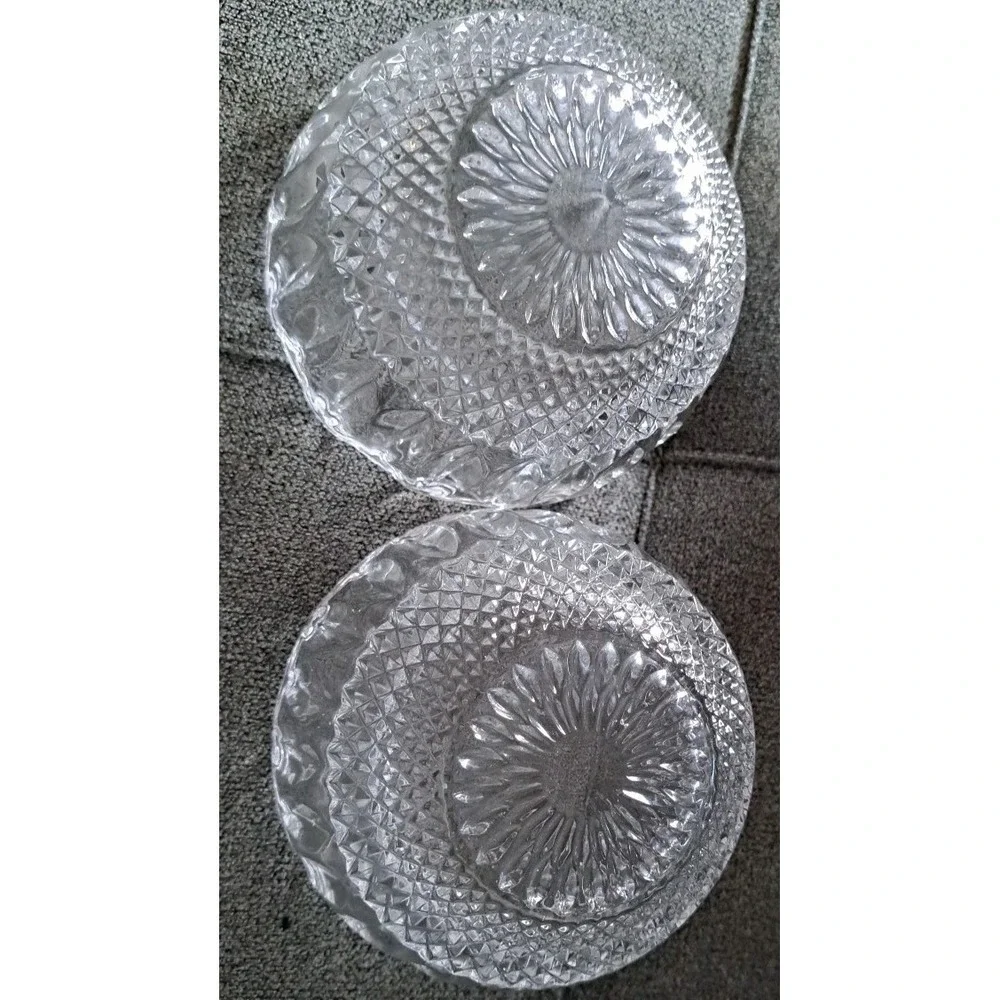 Vintage‎ 25% Lead Crystal Bowl Clear Cut Glass Scalloped Edges Set Of 2 4.5 X 3